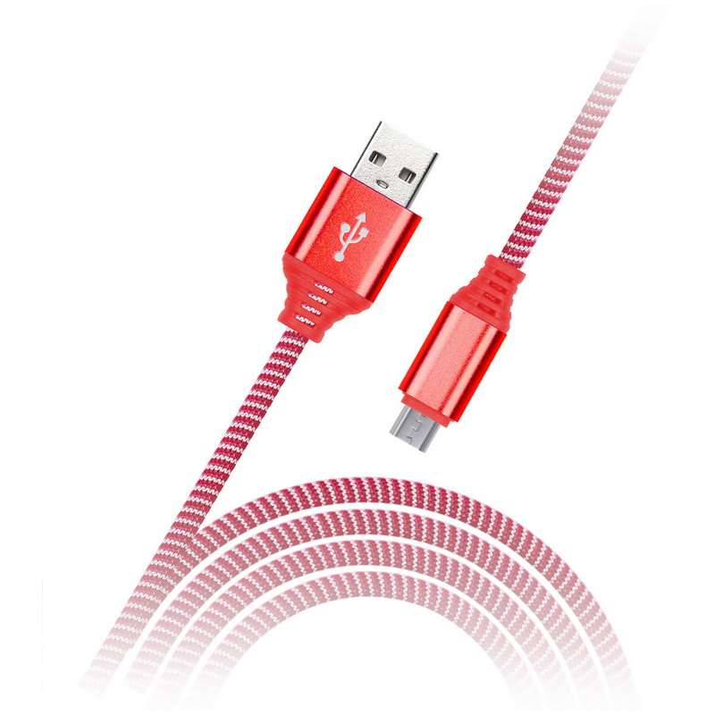 Кабель Smartbuy iK-12NS, USB2.0 (A) - microUSB (B), в оплетке, 2A output, 1м, красный