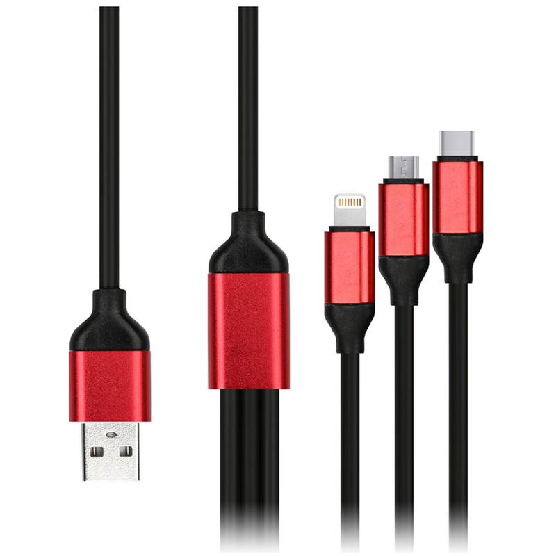 Кабель Smartbuy 3в1 универсальный, Micro-USB/Lightning/Type C, 1,2м, черный