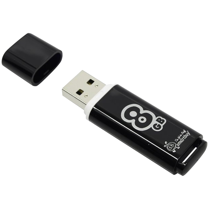    Smart Buy  Glossy   8GB, USB 2.0 Flash Drive,  (SB8GBGS-K)