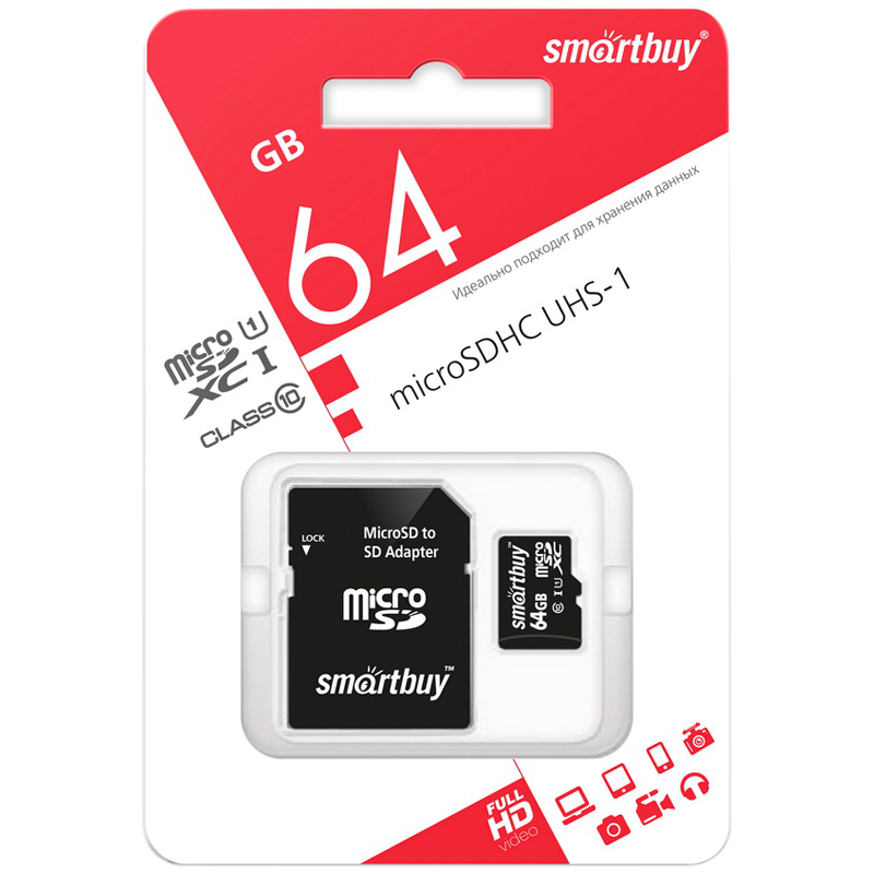     SmartBuy MicroSDXC 64GB UHS-1, Class 10,   60/ (  SD) (SB64GBSDCL10-01)