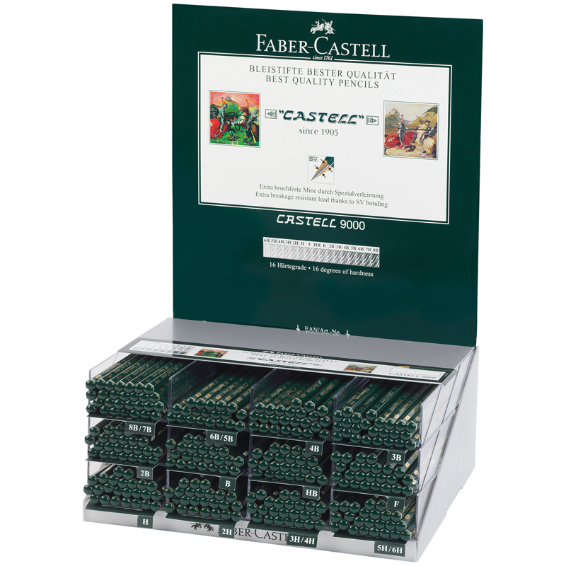 Карандаш ч/г Faber-Castell "Castell 9000" ассорти, заточен., дисплей 