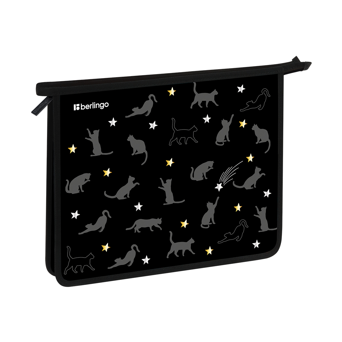 Папка для тетрадей 1 отделение, А5 Berlingo "MEOW Galaxy", 240*205*40мм, пластик, на молнии