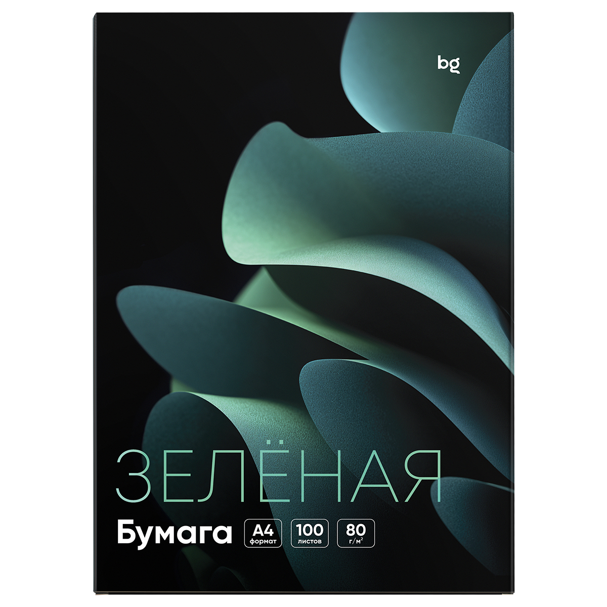 Бумага цветная BG, А4, 80г/м2, 100л., (зелёный)