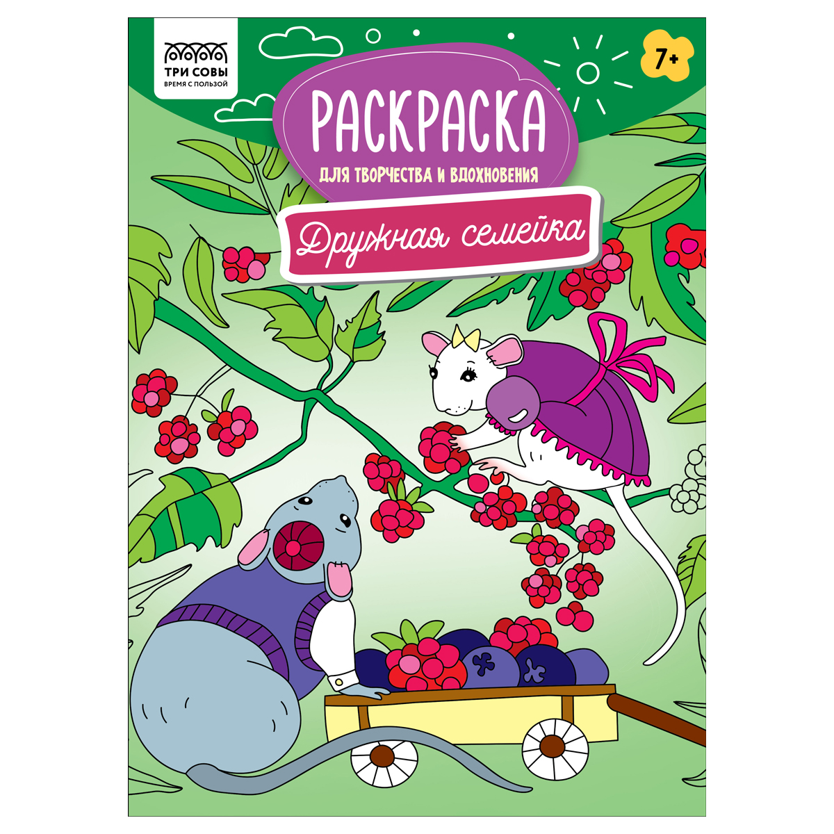 купить Раскраска А4, 16 стр., ТРИ СОВЫ "Для творчества и вдохновения. Дружная семейка" в Тамбове