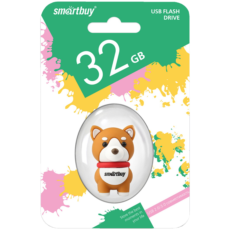 Память Smart Buy "Wild series" Собачка Акита  32GB USB 2.0 Flash Drive