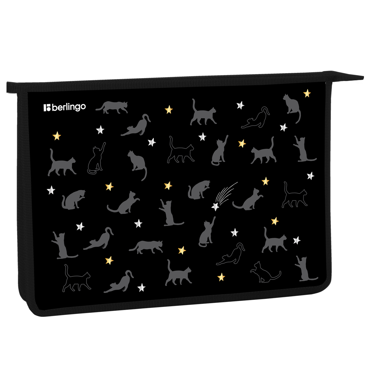 Папка для тетрадей 1 отделение, А4 Berlingo "MEOW Galaxy", 340*245*40 мм, пластик, на молнии