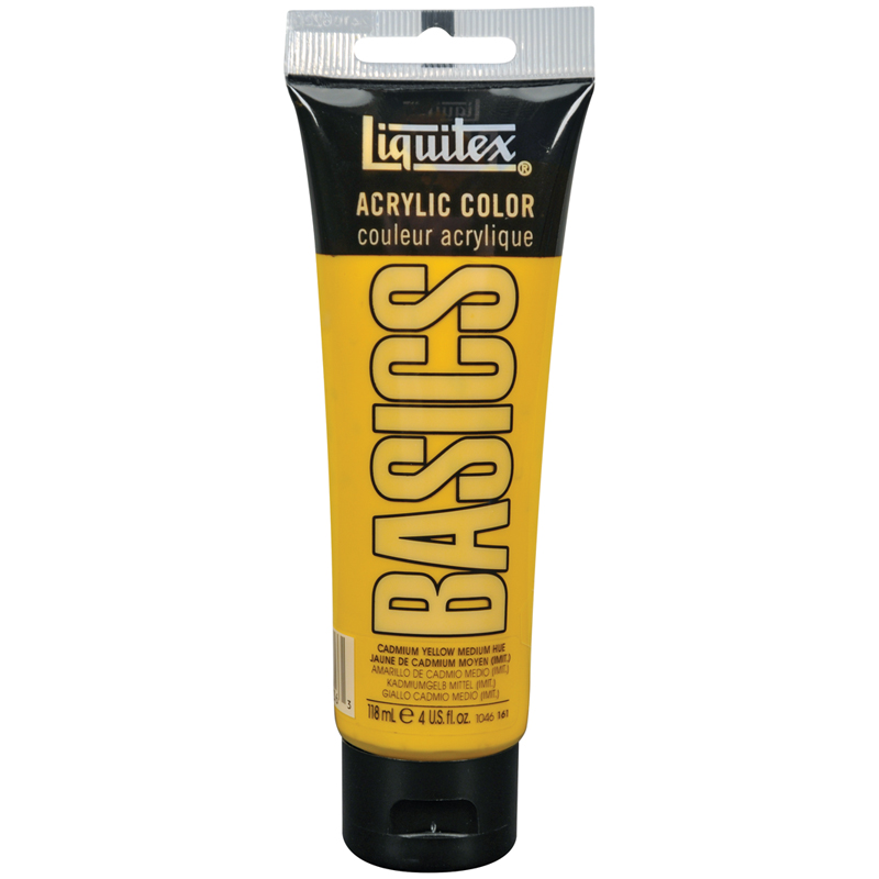 Краска акриловая художественная Liquitex "Basics", 118мл, туба, 163 кадмий желтый средний (имит.)