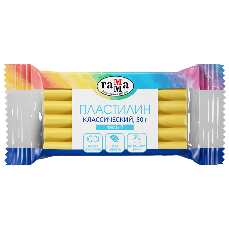 Пластилин Гамма "Классический", желтый, 50г