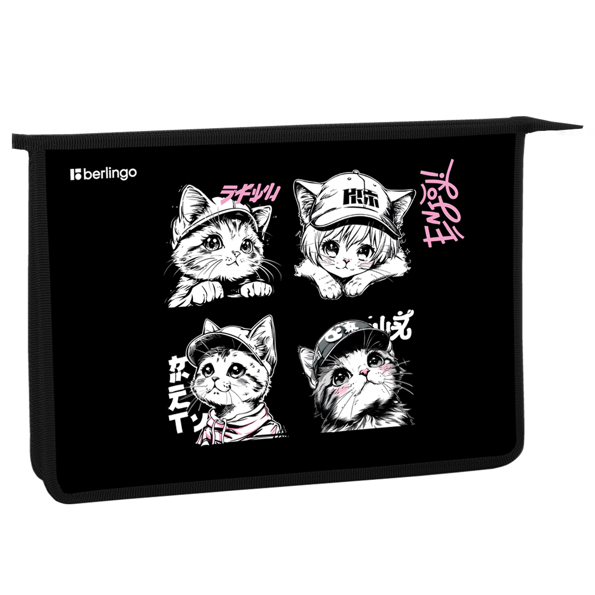 Папка для тетрадей 1 отделение, А4 Berlingo "Little Paws", 340*245*40 мм, пластик, на молнии