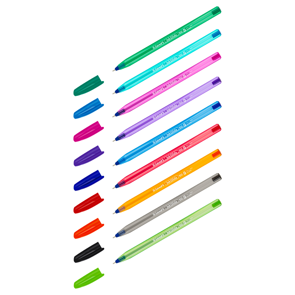 Ручка шариковая Luxor "InkGlide 100 Icy" синяя, 0,7мм, трехгран., корпус ассорти