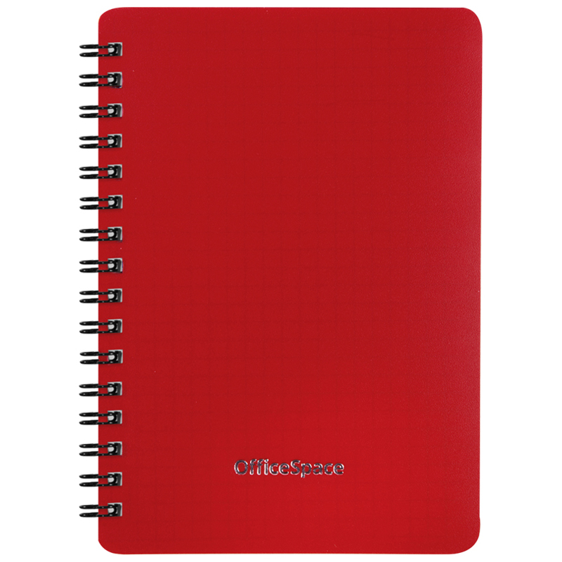 купить Записная книжка А6 60л., на гребне OfficeSpace "Base", красная пластиковая обложка в Тамбове