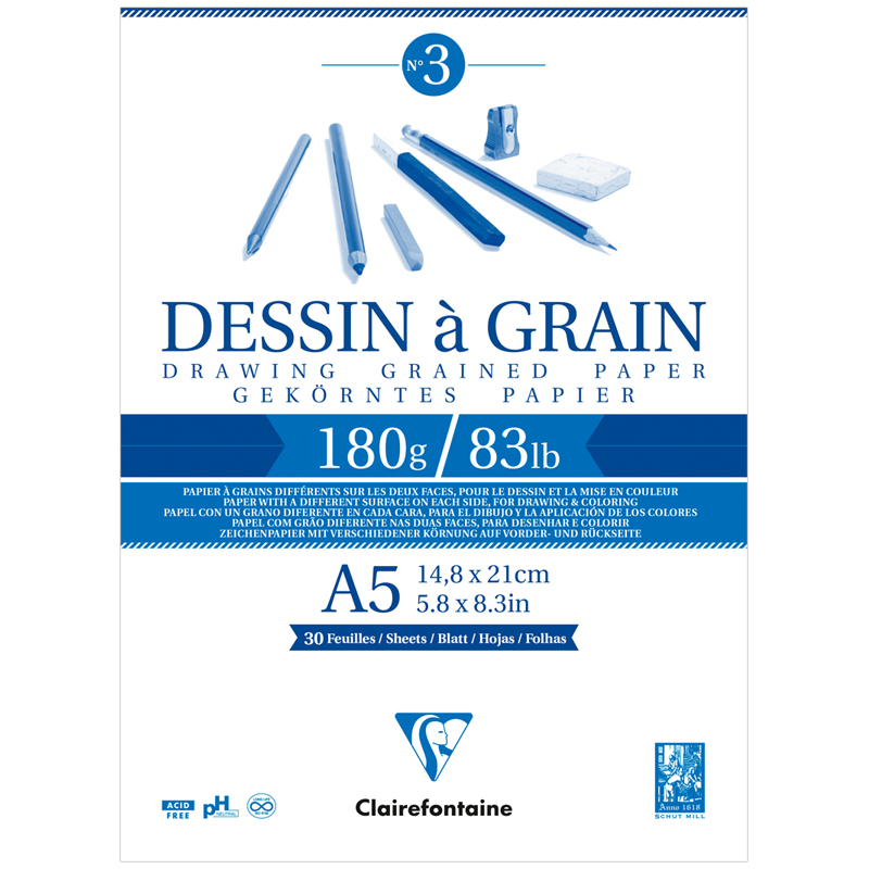    30., 5 Clairefontaine  Dessin a grain ,  , , 180/2 (96626C)