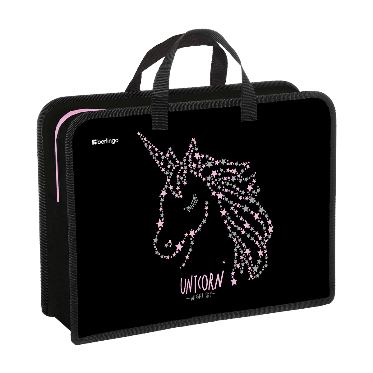Папка с ручками 1 отделение, А4 Berlingo "Night sky", 340*245*100мм, пластик, на молнии