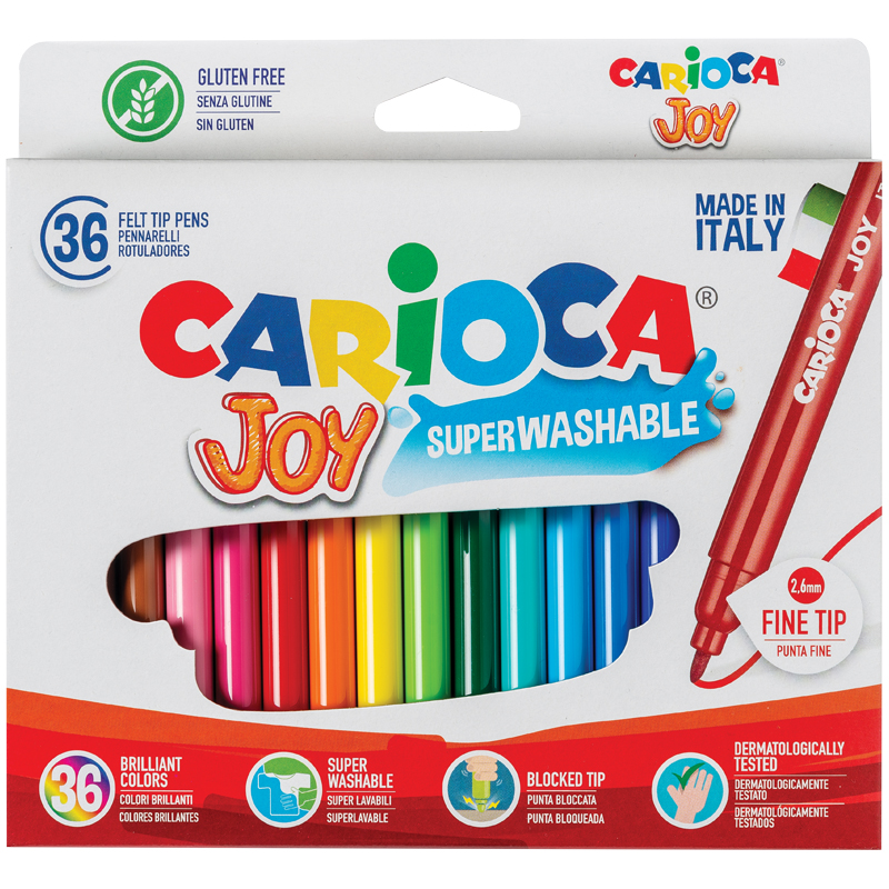 Фломастеры Carioca "Joy", 36цв., смываемые, картон, европодвес