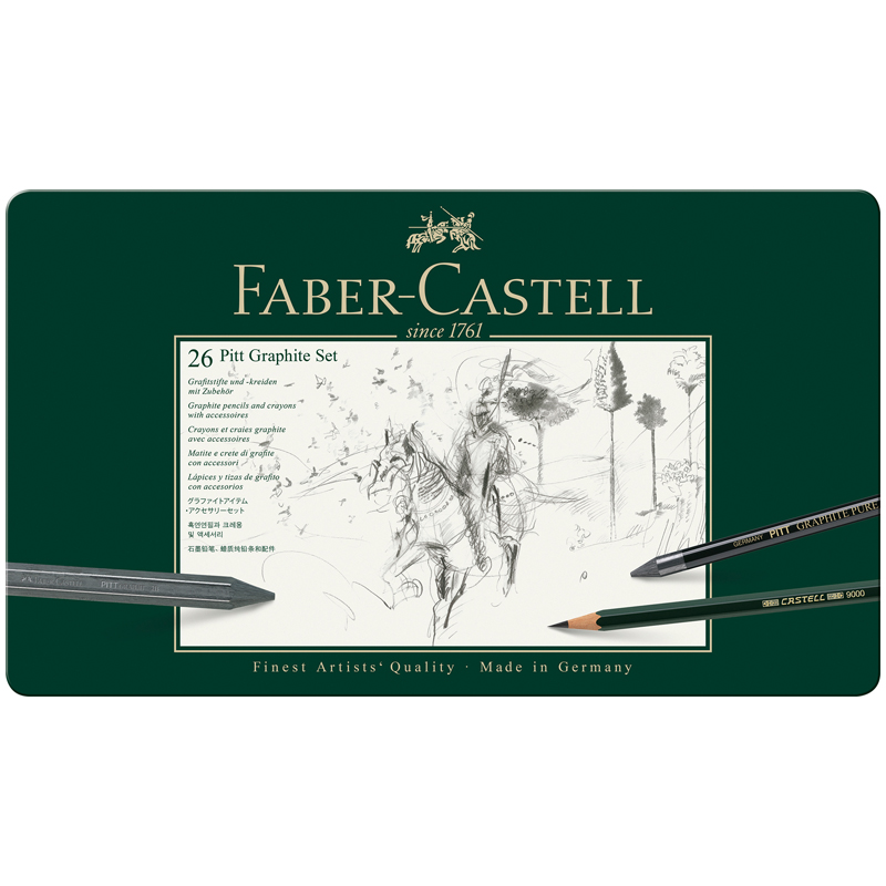 купить Набор карандашей ч/г Faber-Castell "Pitt Graphite", 26 предметов, заточен., метал. кор. в Тамбове