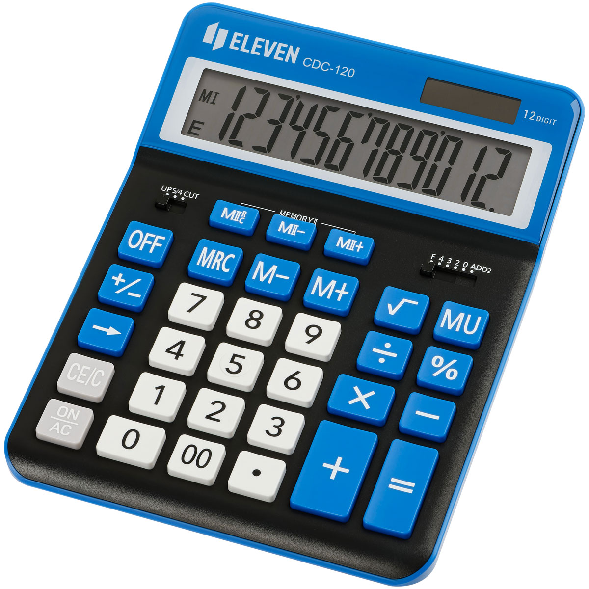 Калькулятор настольный Eleven CDC-120-BK/NV, 12 разрядов, двойное питание, 155*206*38мм, черный/темно-синий