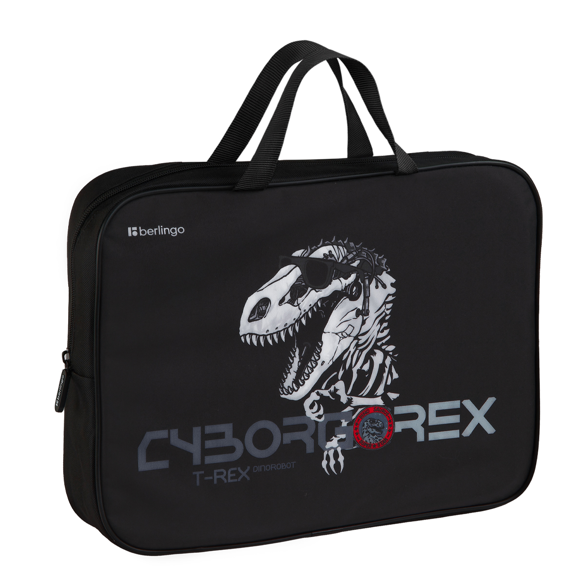 Папка текстильная с ручками 1 отделение, А4 Berlingo "T-REX", 350*265*75мм, текстиль, на молнии