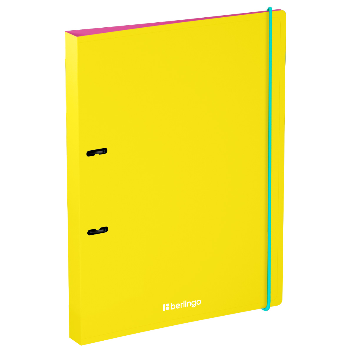 Папка на 2 кольцах Berlingo "Raze" А4, 24мм, 600мкм, D-кольца, с внутр. карманом, желтая, софт-тач