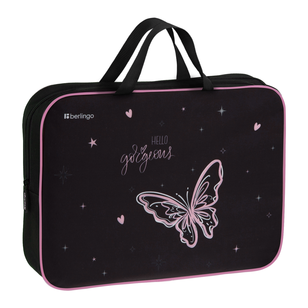 Папка текстильная с ручками 1 отделение, А4 Berlingo "Hello gorgeous", 350*265*75мм, текстиль, на молнии