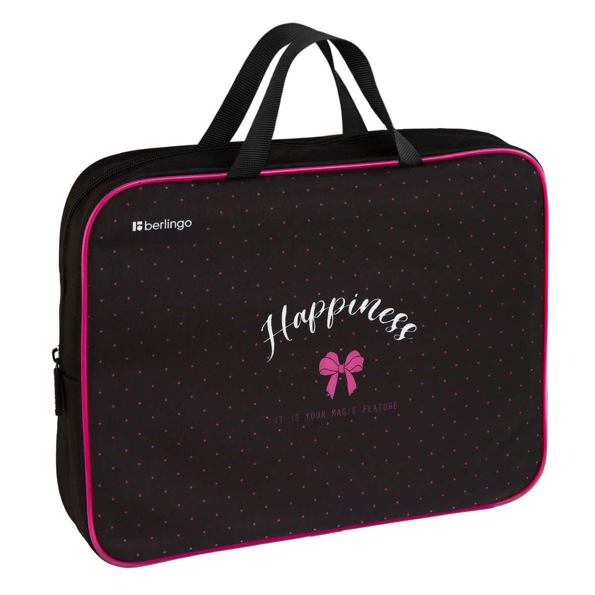 Папка текстильная с ручками 1 отделение, А4 Berlingo "Happiness", 350*265*75мм, текстиль, на молнии