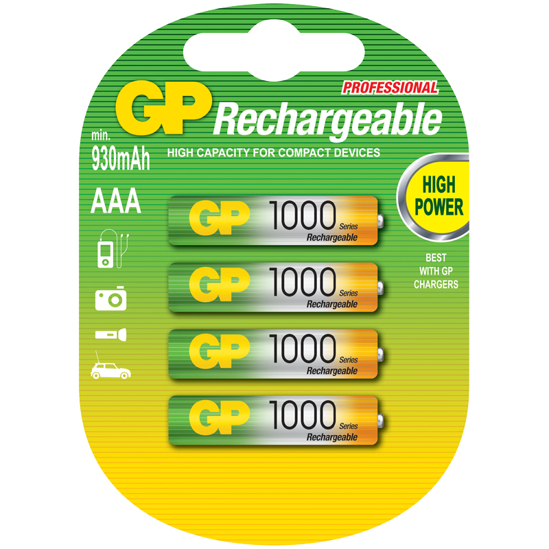    GP AAA (HR03) 1000mAh 4BL (GP 100AAAHC-2DECRC4)