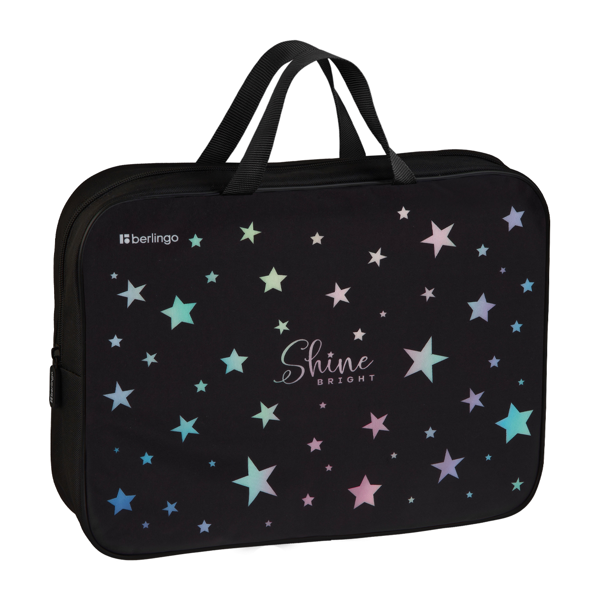 Папка текстильная с ручками 1 отделение, А4 Berlingo "Shine", 350*265*75мм, текстиль, на молнии