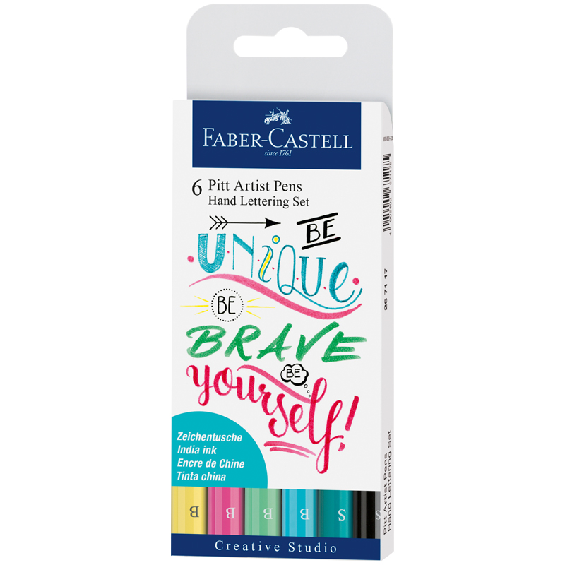      Faber-Castell  Pitt Artist Pens Lettering Pastel set  , 6., 0,3/Brush,  (267116)