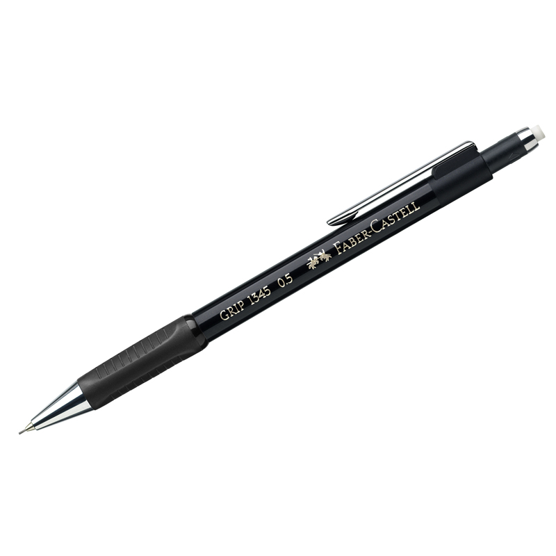 Карандаш механический Faber-Castell "Grip 1345" 0,5мм, B, грип, с ласт., автоподача грифеля, черный