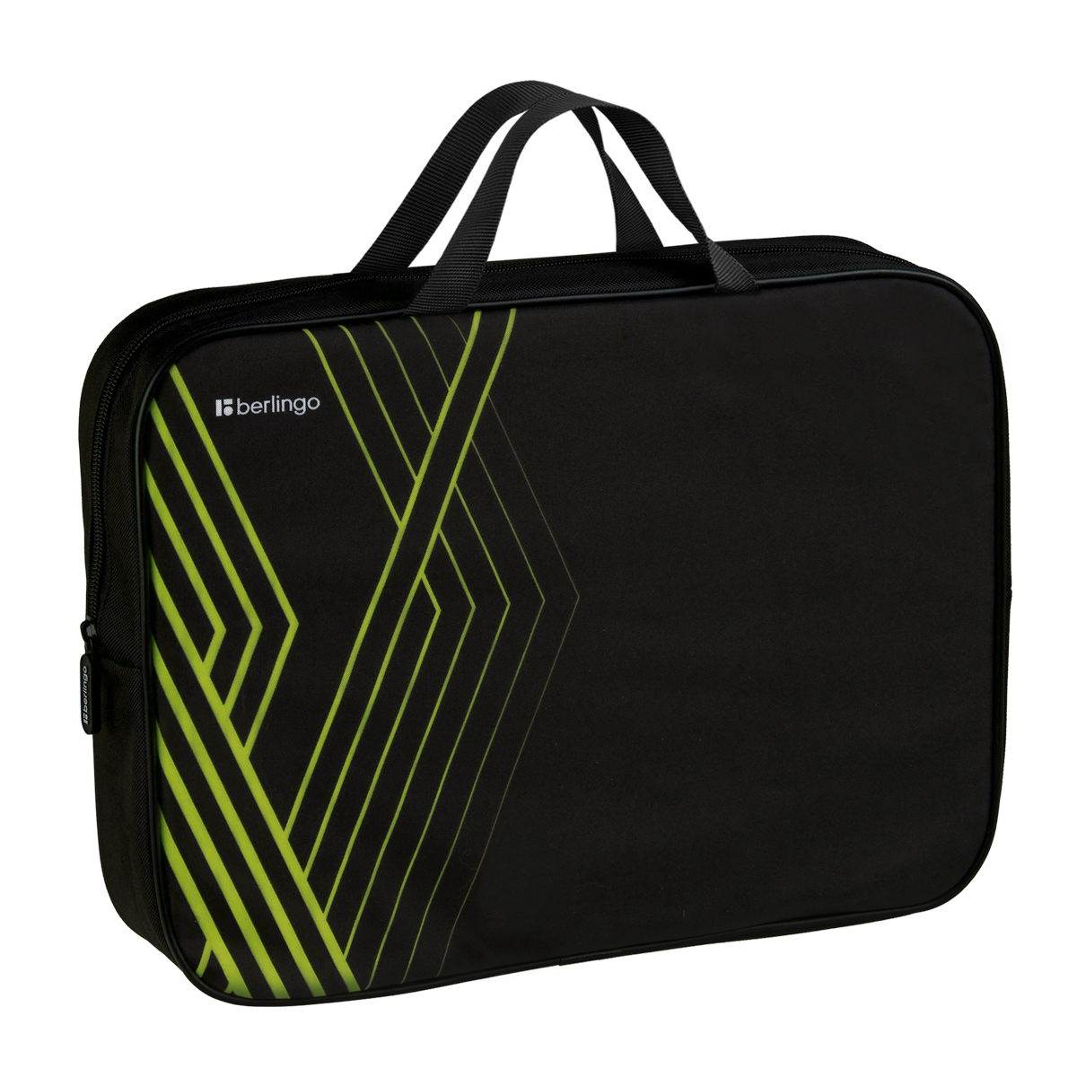 Папка текстильная с ручками 1 отделение, А4 Berlingo "Basic green", 350*265*75мм, текстиль, на молнии