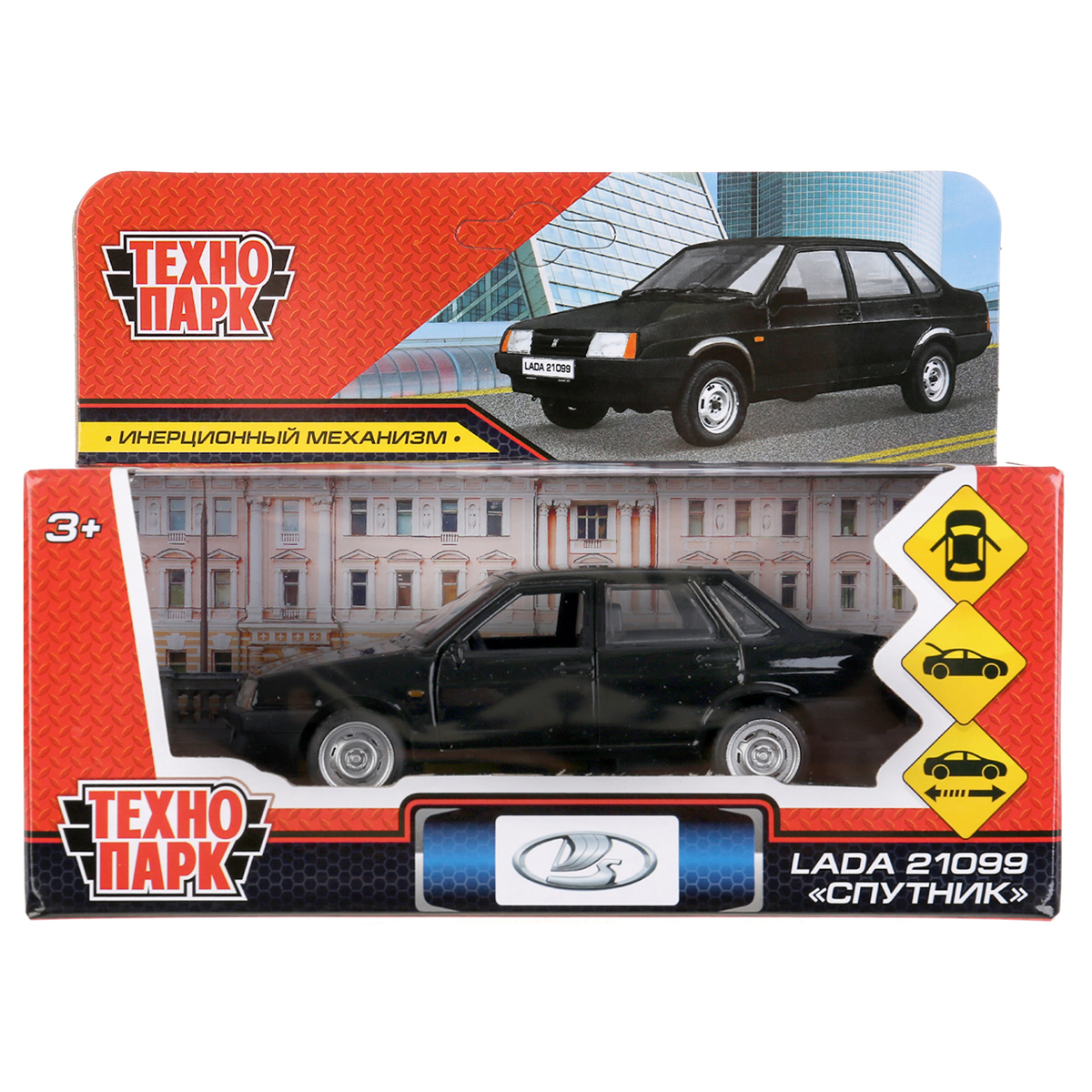 Машина игрушечная Технопарк "Lada-21099. Спутник", LADA, металл., 12см, черный, инерционная, с подвижными элементами