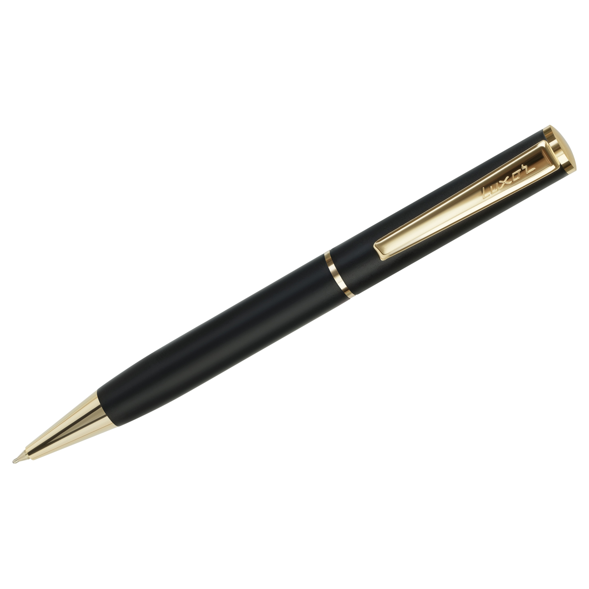 Ручка шариковая Luxor "Rado" синяя, 0,7мм, корпус черный/золото, поворотный механизм, футляр