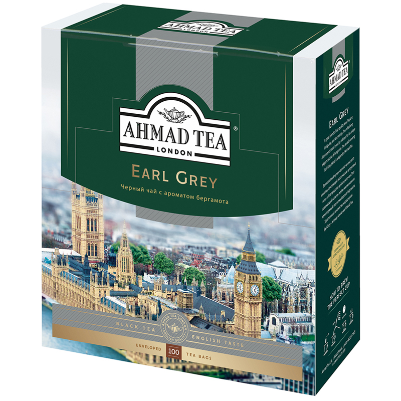 купить Чай Ahmad Tea "Earl Gray", черный с бергамотом, 100 фольг. пакетиков по 2г в Тамбове