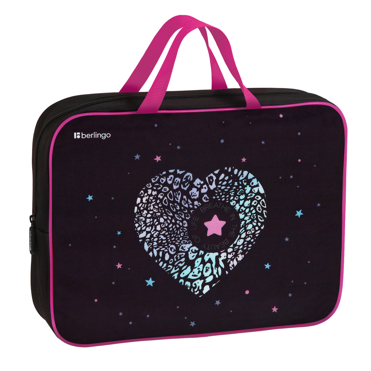 Папка текстильная с ручками 1 отделение, А4 Berlingo "Beauty", 350*265*75мм, текстиль, на молнии