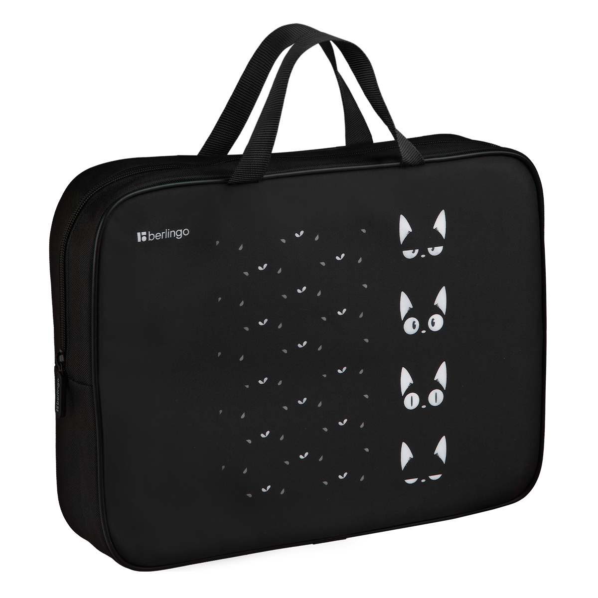 Папка текстильная с ручками 1 отделение, А4 Berlingo "Lucky cats", 350*265*75мм, текстиль, на молнии