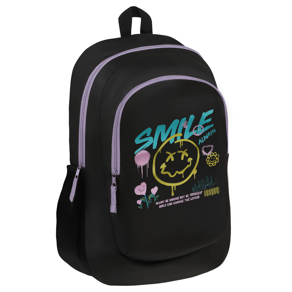 Рюкзак ArtSpace Classic "Pretty smile", 40*29*18см, 2 отделения, 2 кармана, PU покрытие, уплотн. спинка Рюкзак ArtSpace Classic "Pretty smile", 40*29*18см, 2 отделения, 2 кармана, PU покрытие, уплотн. спинка
