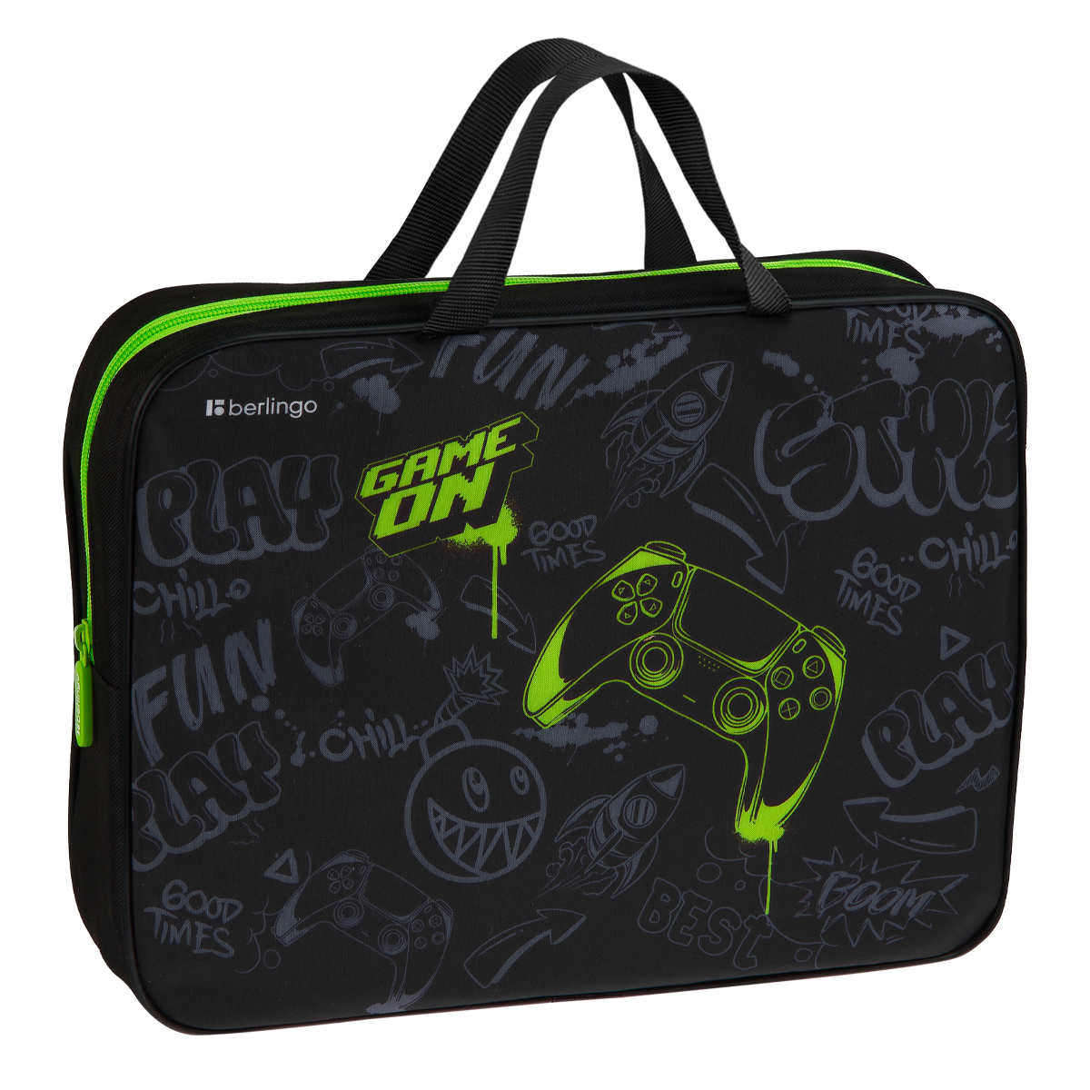 Папка текстильная с ручками 1 отделение, А4 Berlingo "Level up", 350*265*75мм, текстиль, на молнии