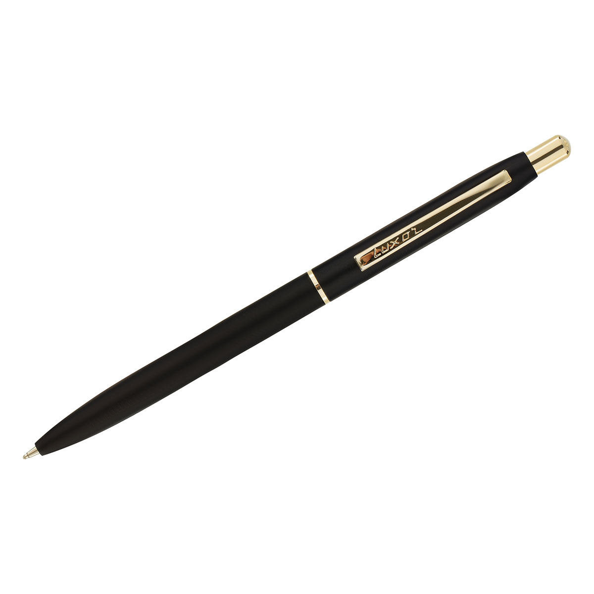Ручка шариковая Luxor "Sterling" синяя, 0,7 мм, корпус черный/золото, кнопочный механизм, футляр