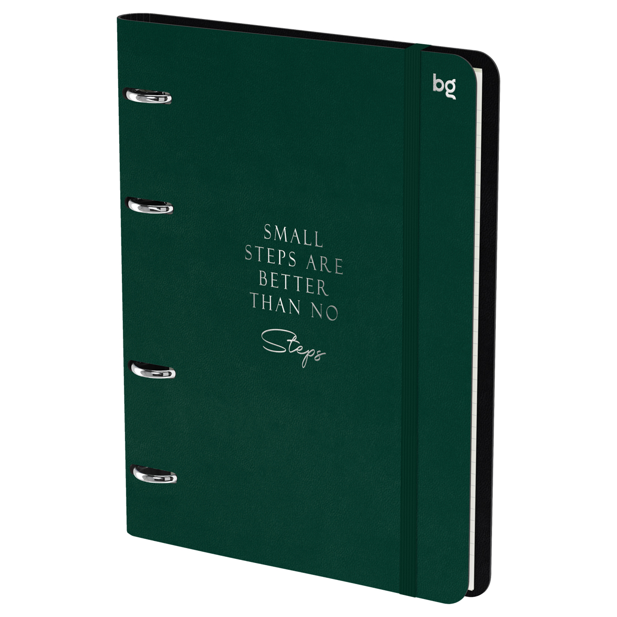 Тетрадь на кольцах А5, 120л., кожзам,  BG "Моно. Зеленый", иск. кожа, тиснение фольгой, на резинке