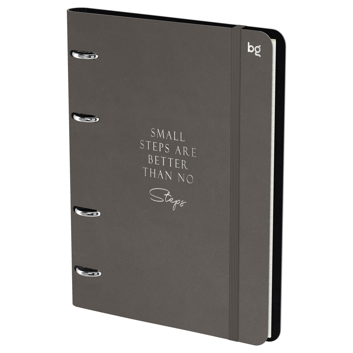 Тетрадь на кольцах А5, 120л., кожзам,  BG "Моно.Коричневый", иск. кожа, тиснение фольгой, на резинке