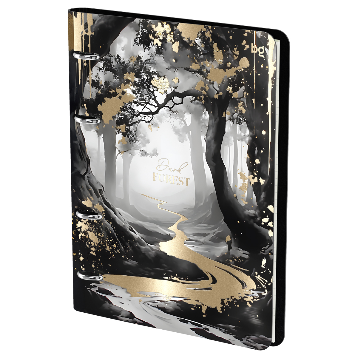 Тетрадь на кольцах А5, 120л., кожзам,  BG "Dark forest", иск. кожа, тиснение фольгой