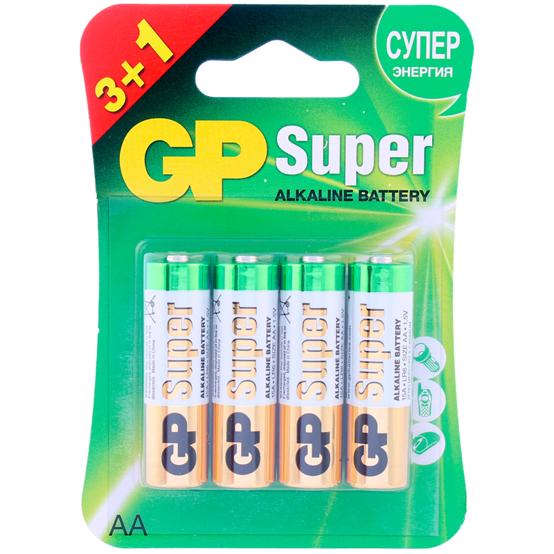    GP Super AA (LR6) 15A , BC4 ( 3+1) (GP 15A3/1-2CR4)