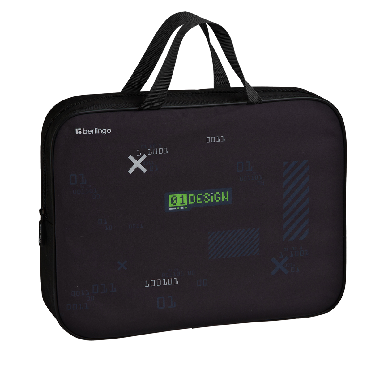 Папка текстильная с ручками 1 отделение, А4 Berlingo "01 Design", 350*265*75мм, текстиль, на молнии