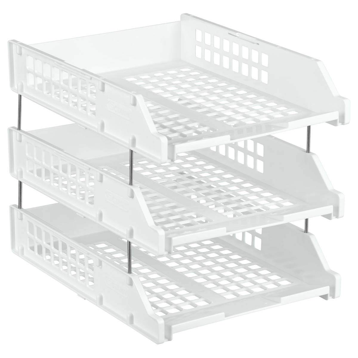 купить Лоток для бумаг горизонтальный СТАММ "Strong", набор 3шт., на метал. стержнях, белый в Тамбове