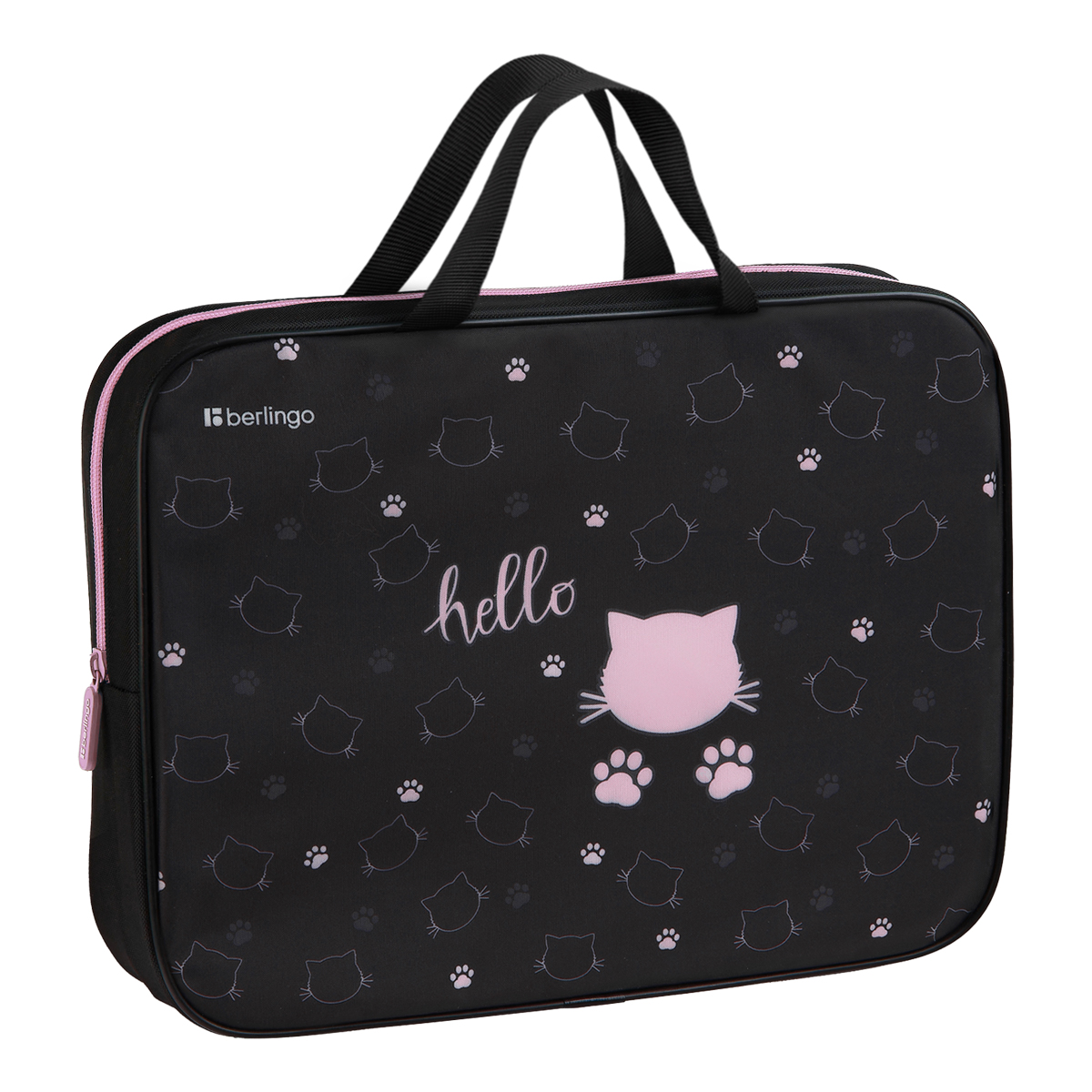 Папка текстильная с ручками 1 отделение, А4 Berlingo "Royal Kitty", 350*265*75мм, текстиль, на молнии