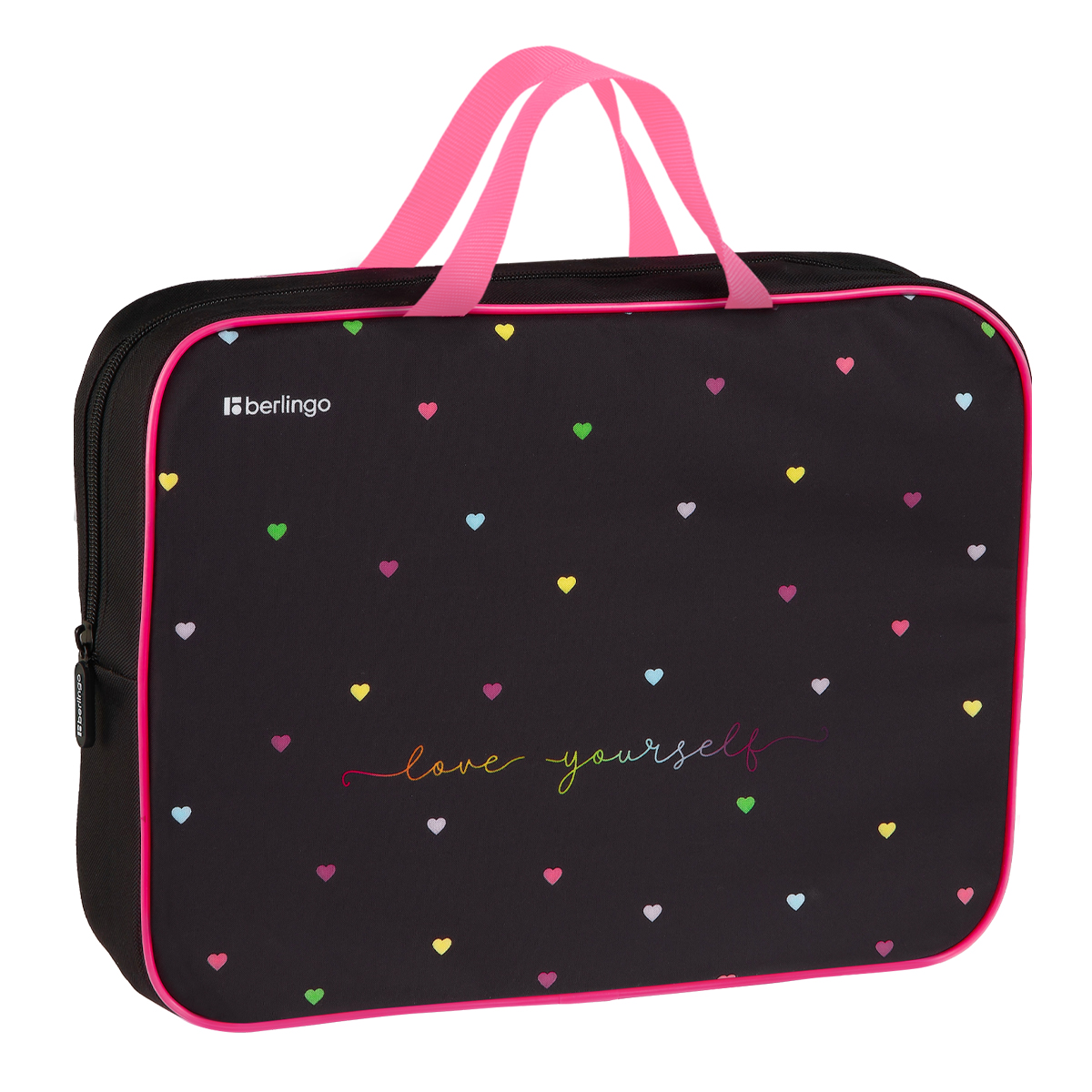 Папка текстильная с ручками 1 отделение, А4 Berlingo "Love yourself", 350*265*75мм, текстиль, на молнии