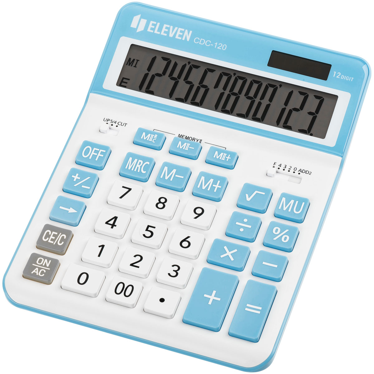 Калькулятор настольный Eleven CDC-120-WH/CY, 12 разрядов, двойное питание, 155*206*38мм, белый/синий