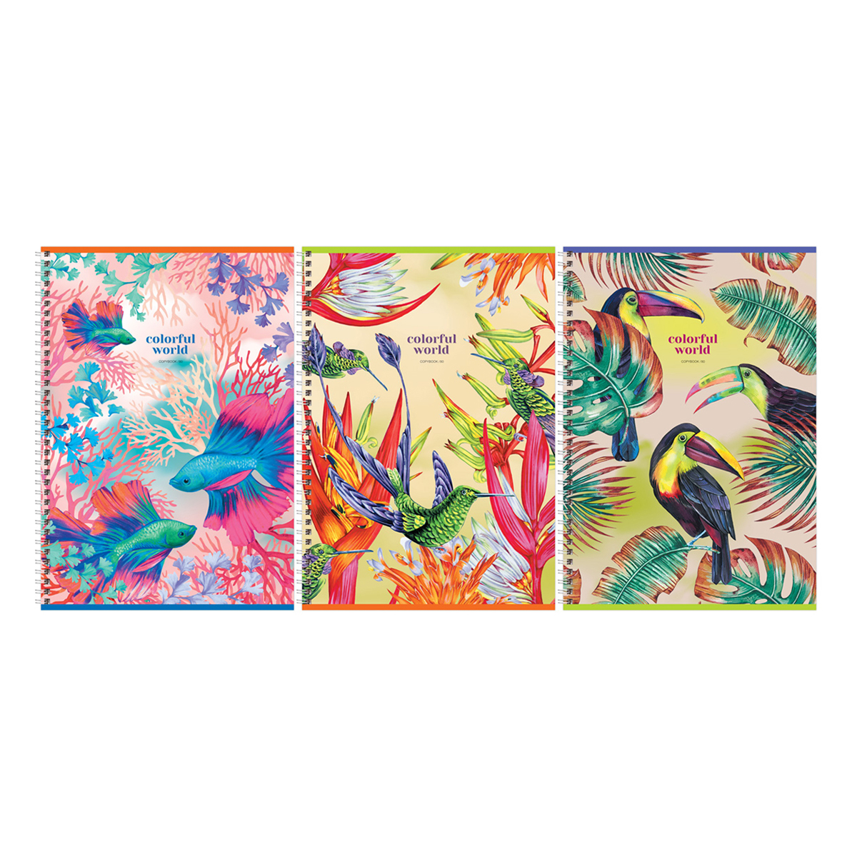 Тетрадь 80л., А4, клетка, на гребне BG "Colorful world", матовая ламинация, выб. лак Тетрадь 80л., А4, клетка, на гребне BG "Colorful world", матовая ламинация, выб. лак