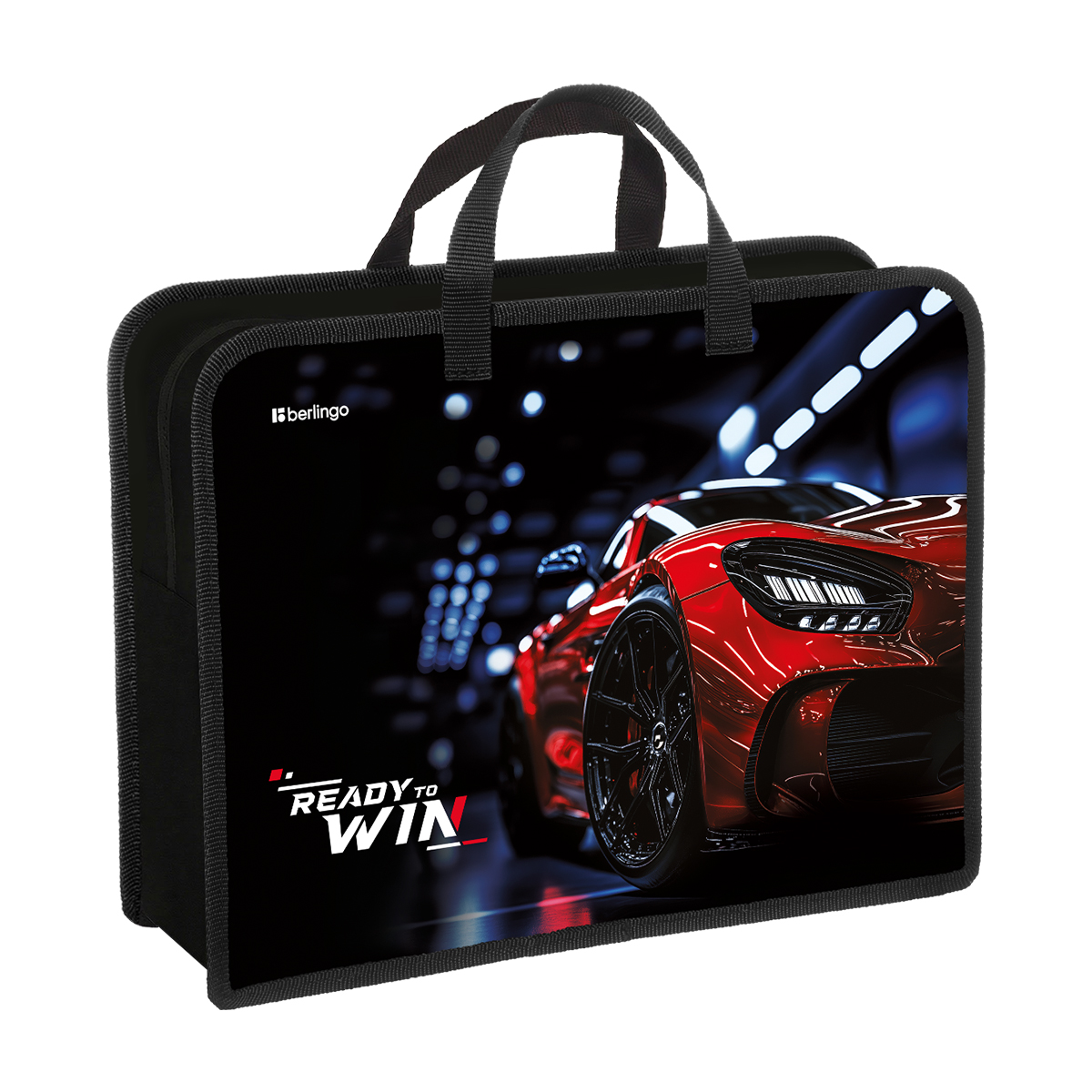 Папка с ручками 1 отделение, А4 Berlingo "Ready to win", 340*245*100мм, пластик, на молнии