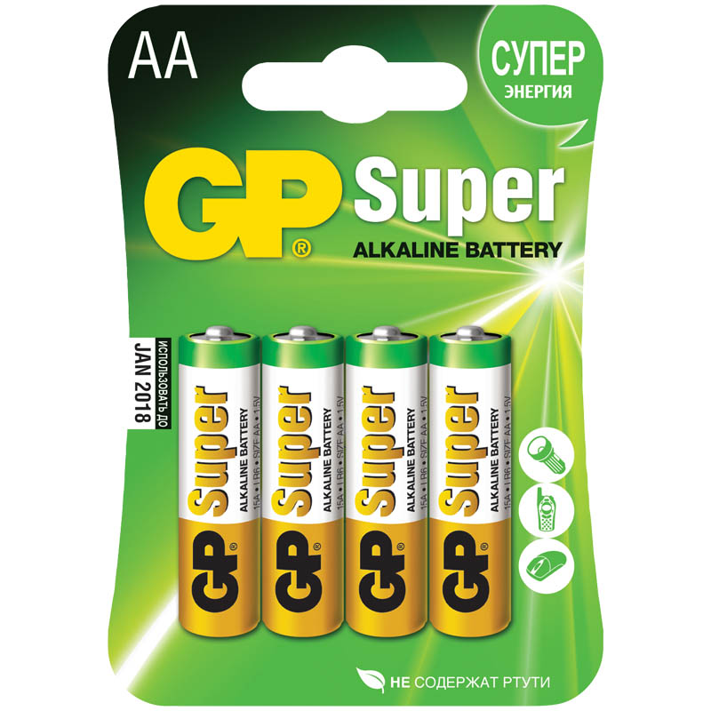    GP Super AA (LR6) 15A , BC4 (GP 15A-2CR4)