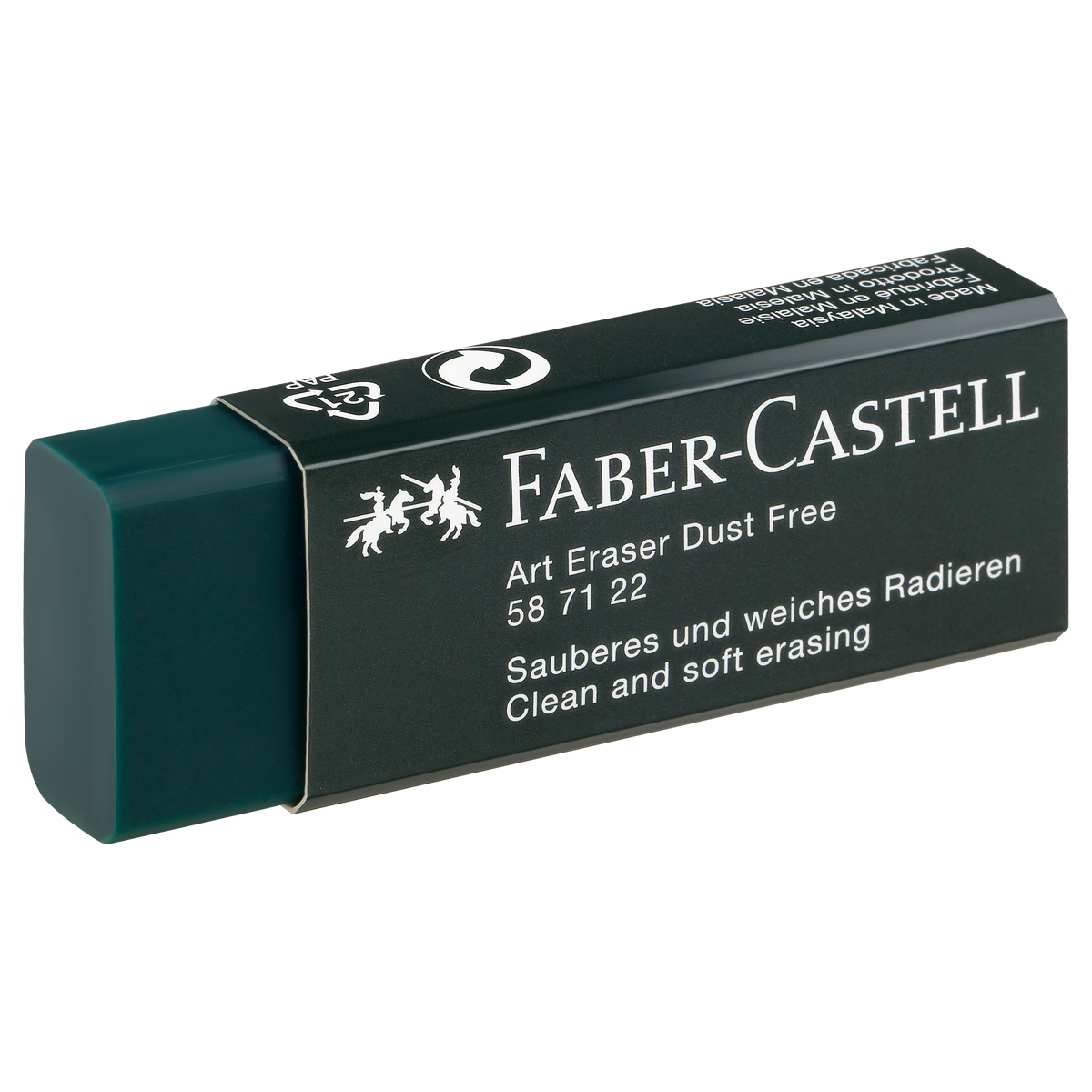 Ластик Faber-Castell "Dust-Free", прямоугольный, картонный футляр, 45*22*13мм, темно-зеленый